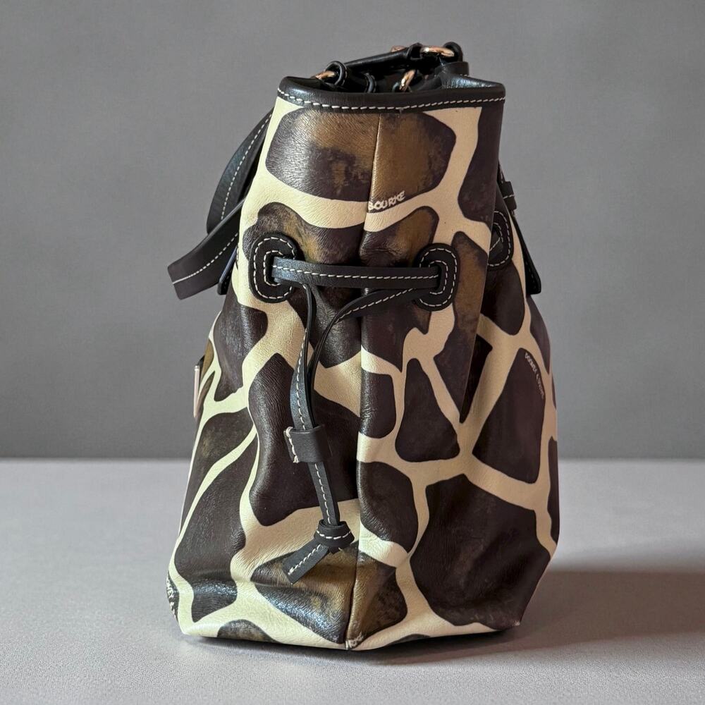 Dooney & Bourke Medium Chiara Leather Satchel Handbag Tote Brown Cream Giraffe - Picture 11 of 14